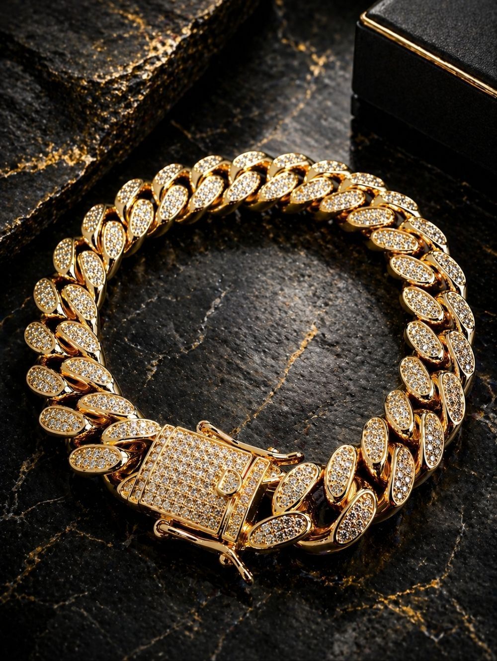 Gold Iced Out Cuban Link Bracelet